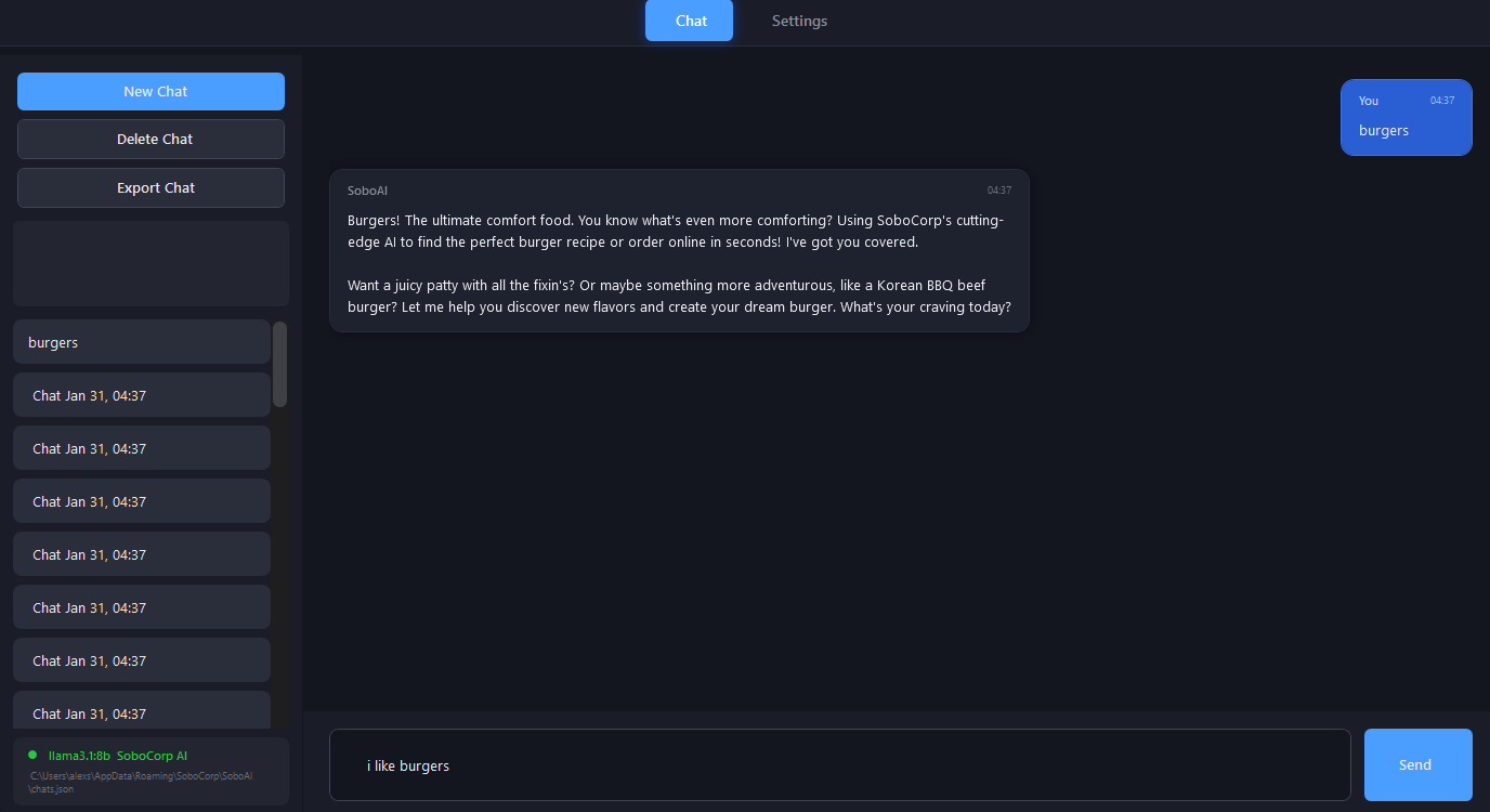 SoboAI Desktop App Screenshot